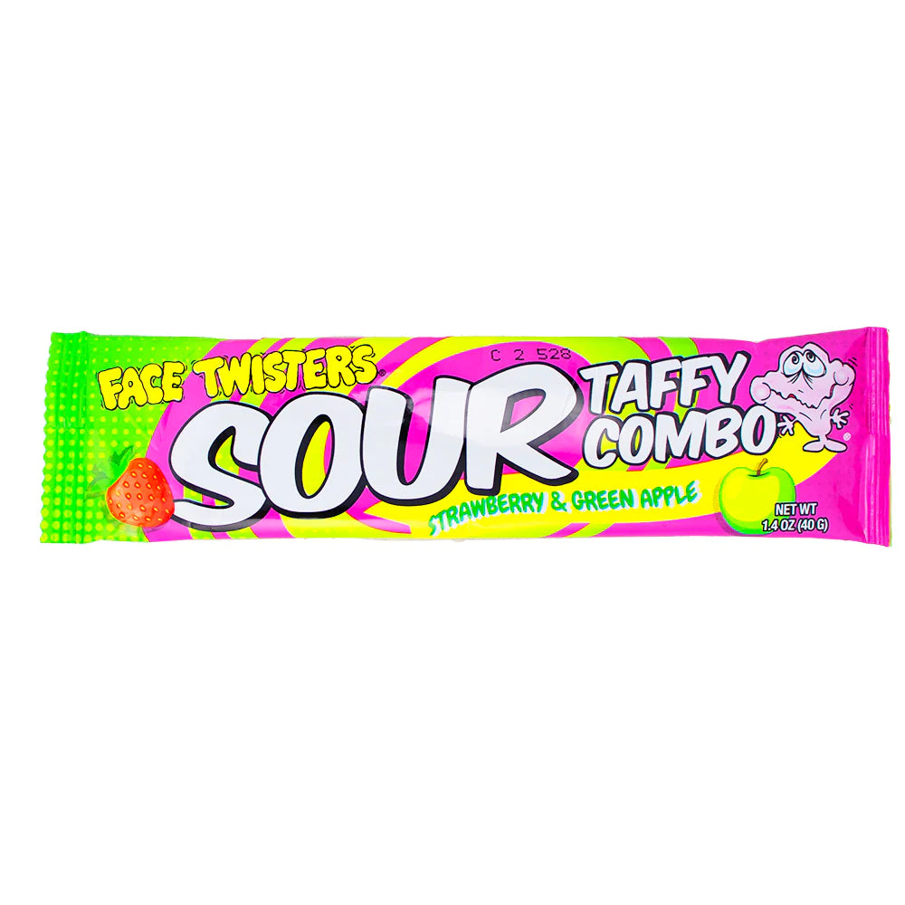 FACE TWISTERS Sour Taffy Combo Strawberry & Green Apple