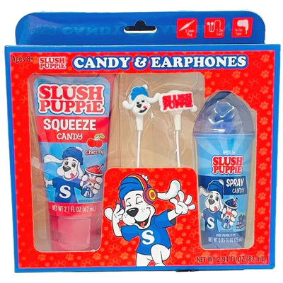 Slush puppie candy and earphones